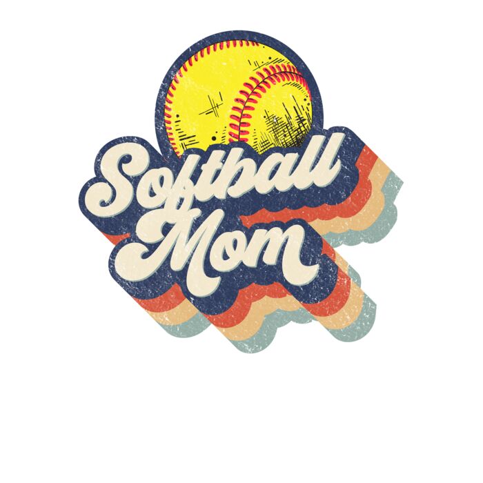 Retro Softball Mom Crew Neck T Shirt Thumbnail
