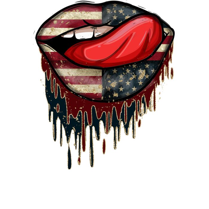 American Patriotic Dripping Lips V Neck T Shirt Thumbnail