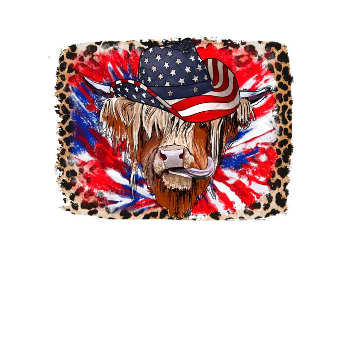 Patriotic Highland Cow T Shirt Thumbnail