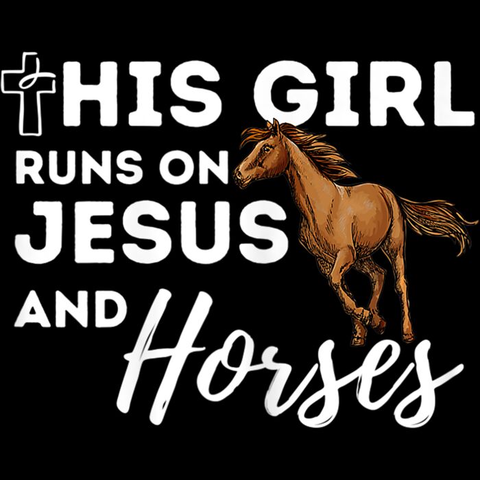 This Girl Runs On Jesus And Horses   Christian Horse Lover T Shirt Thumbnail