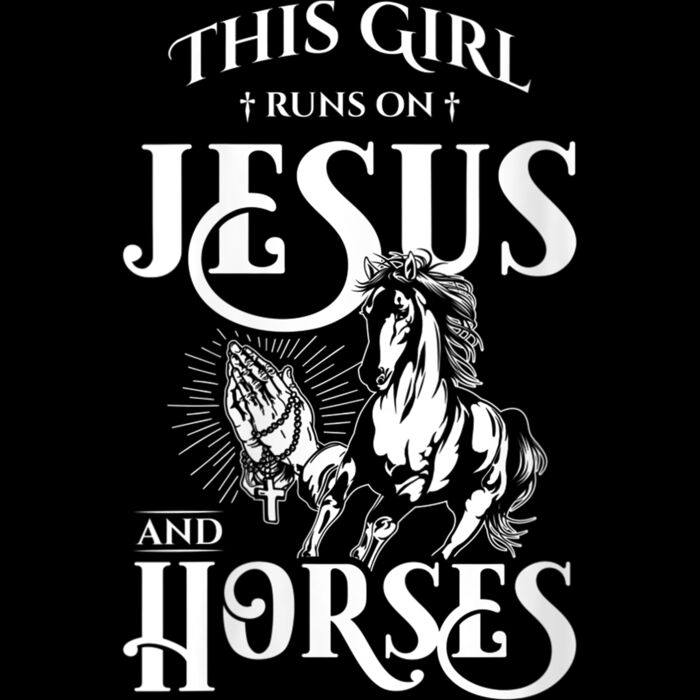Womens This Girl Runs On Jesus And Horses   Horse Lover Gift V Neck T Shirt Thumbnail