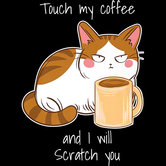 Cute Angry Cat Coffee Monday Caffeine Premium T Shirt Thumbnail
