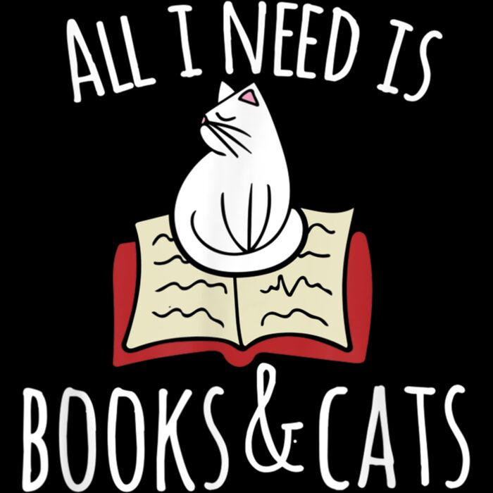 All I need is books  Cats t shirt Books and cats art tee Thumbnail