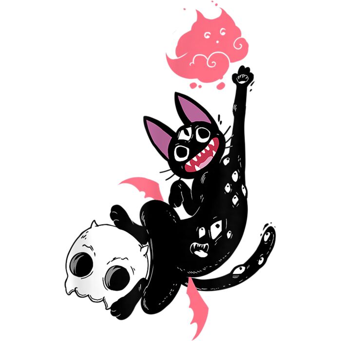 Kawaii Black Cat Pastel Goth Lovers Emo Cat T Shirt Thumbnail
