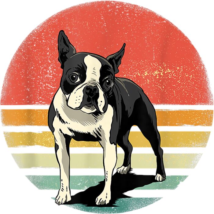 Boston Terrier Dog Lover Retro Vintage 70s Dog Pet Gift T Shirt Thumbnail