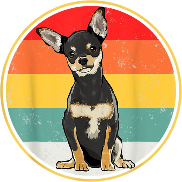Vintage Retro Sunset Black Chihuahua Dog T Shirt Thumbnail