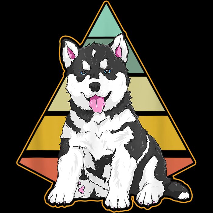 Vintage Husky Dog Retro Husky Lover Men Women T Shirt Thumbnail