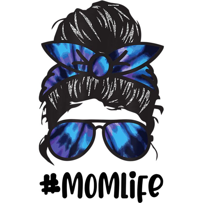 Mom Life Messy Hair Bun Tie Dye T Shirt Thumbnail