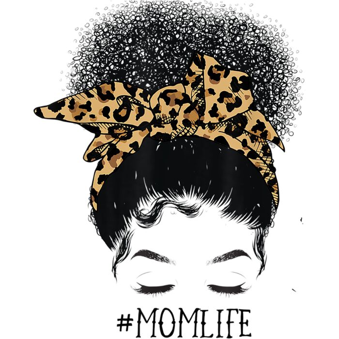 Afro Mom Life Messy Bun Leopard Funny Black Mom Mothers Day T Shirt Thumbnail