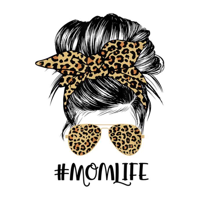 Mom Life Messy Hair Bun Leopard Women Mother s Day Funny Thumbnail