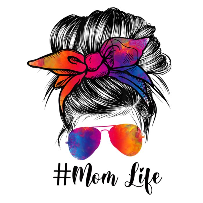 Funny Mom Life Messy Hair Bun Tie Dye Women Mother s Day Tee Thumbnail