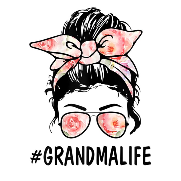 Womens Ph Cute Floral Messy Bun Grandma Life Mothers Day Thumbnail