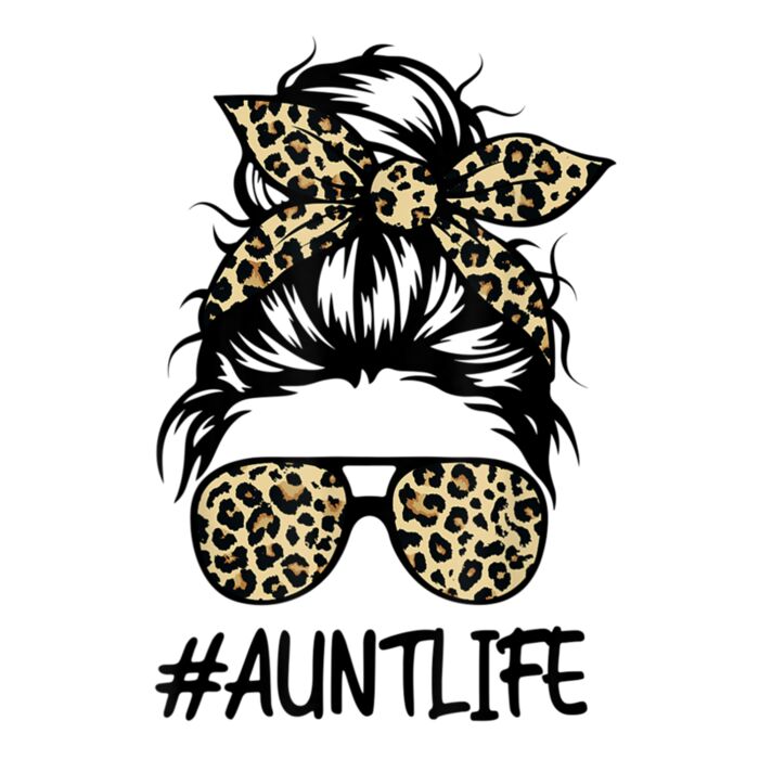 Aunt Life Messy Bun Hair Bandana Leopard Print Thumbnail