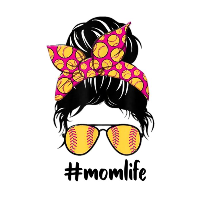 Mom Life Softball Baseball Mothers Day Messy Bun 2 Thumbnail