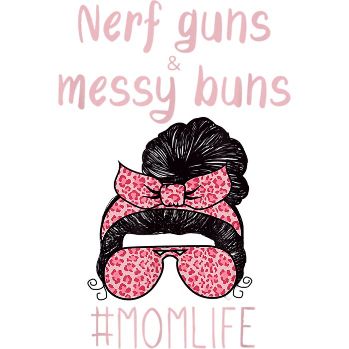 Nerf Guns And Messy Buns Funny Momlife Shirt Leopard Print T Shirt Thumbnail