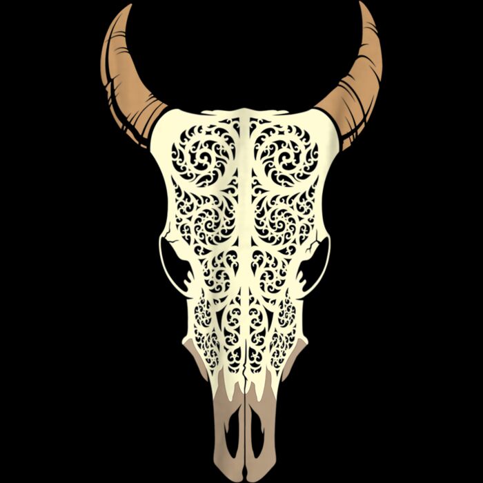Steer Head Skull Shirt Cow Bull Horn Western Tribal Boho Tee Thumbnail