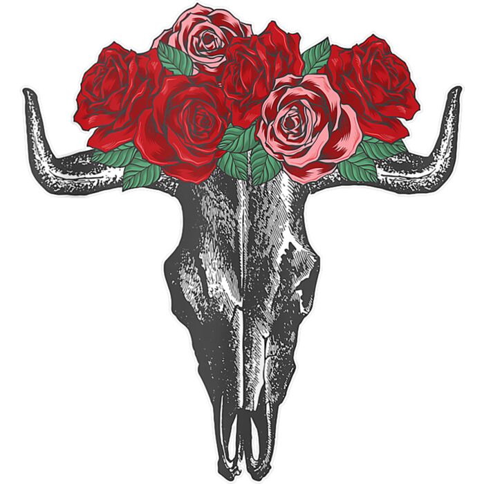 Vintage Cow Bull Skull BOHO Sugar Flower Roses Tank Top Thumbnail