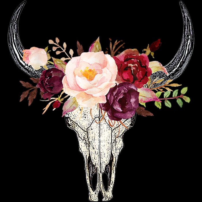 Bull Skull flowers T Shirt Thumbnail