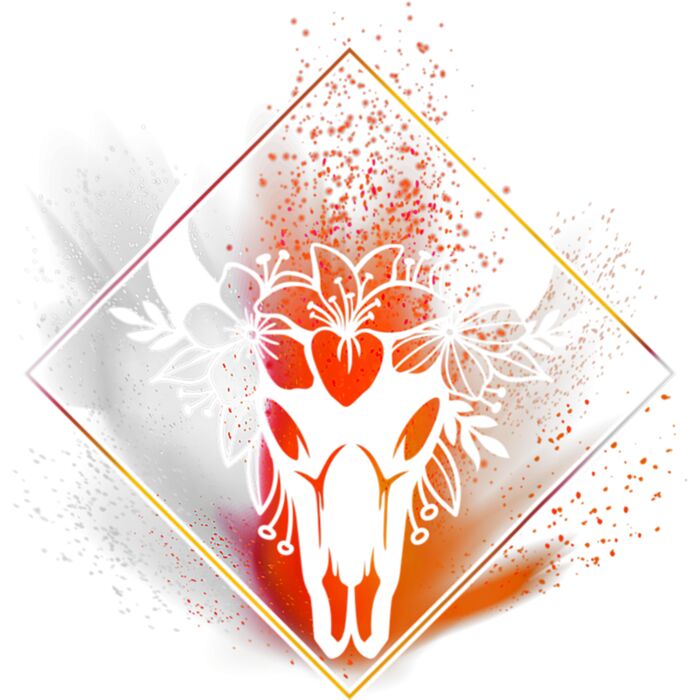 Boho Cow Skull Flowers Diamond White Red Orange Splatter T Shirt Thumbnail