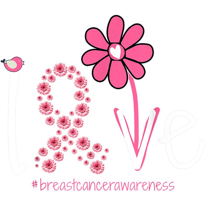 LOVE Sunflower Pink Ribbon Breast Cancer Awareness Gifts T Shirt Thumbnail
