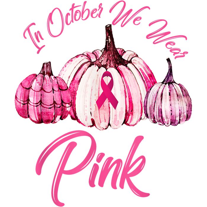 In October We Wear Pink Pumpkin Breast Cancer Halloween T Shirt Thumbnail