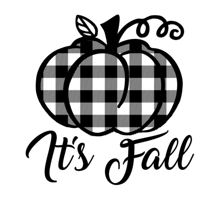 ITS FALL  BLACK AND WHITE PLAID PUMPKIN Thumbnail