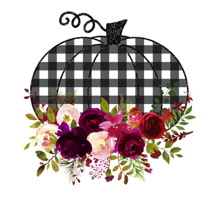 BLACK PLAID FLORAL PUMPKIN Thumbnail