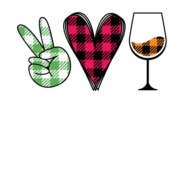 PEACE LOVE WINE  PLAID Thumbnail